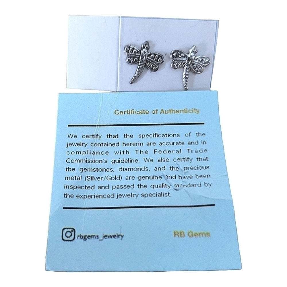 RB Gems Silver Dragonfly Earrings
